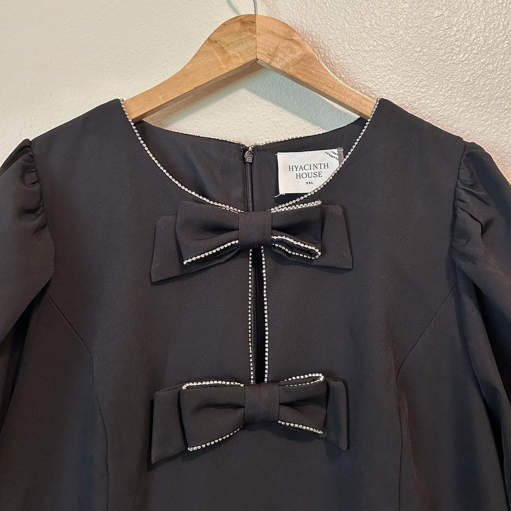 NWT Tuckernuck HYACINTH HOUSE Blair Crystal Bow Mini Dress XXL Holiday - Picture 3 of 16